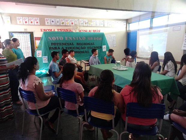 E.E. Venceslau Brás, de Jaíba, debateu com alunos sobre o novo ensino médio. Foto: Divulgação